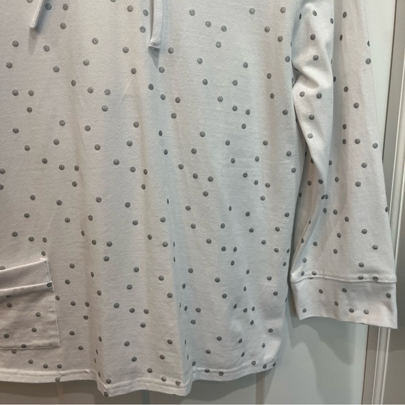 Alison Sheri White Silver Dot 3/4 Length Sleeve Pullover Style A37171 Size Small - Picture 4 of 9